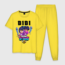 Пижама хлопковая мужская BRAWL STARS BIBI, цвет: желтый