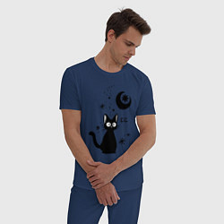 Пижама хлопковая мужская Jiji Cat, цвет: тёмно-синий — фото 2