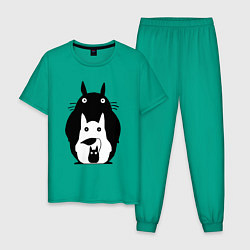 Пижама хлопковая мужская Тоторо, цвет: зеленый