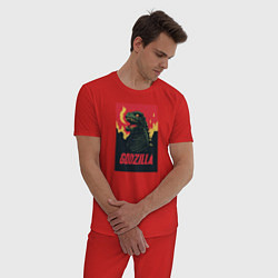 Пижама хлопковая мужская Godzilla, цвет: красный — фото 2