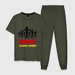 Пижама хлопковая мужская Zombie dance group, цвет: меланж-хаки