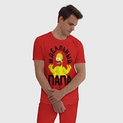 Пижама хлопковая мужская Идеальный папа, цвет: красный — фото 2
