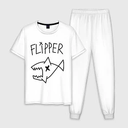 Пижама хлопковая мужская Nirvana Flipper, цвет: белый