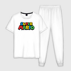 Пижама хлопковая мужская Super mario, цвет: белый