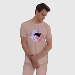 Пижама хлопковая мужская Bold Spirit, цвет: пыльно-розовый — фото 2