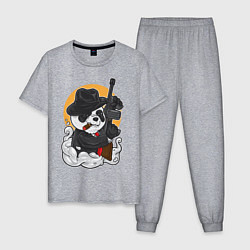 Пижама хлопковая мужская Panda Gangster, цвет: меланж