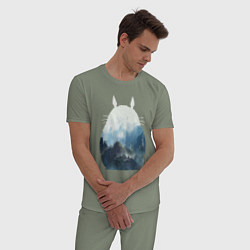 Пижама хлопковая мужская Тоторо, цвет: авокадо — фото 2