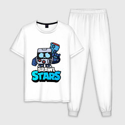Пижама хлопковая мужская Virus 8 bit brawl stars Blue, цвет: белый