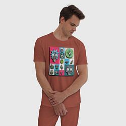 Пижама хлопковая мужская Rick and Morty pixelverse, цвет: кирпичный — фото 2