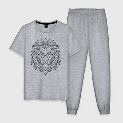 Пижама хлопковая мужская Геометрический Лев, цвет: меланж