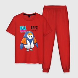 Пижама хлопковая мужская Fall Guys Apex Legends, цвет: красный