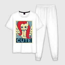 Пижама хлопковая мужская Fluttershy cute, цвет: белый