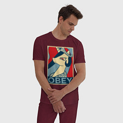 Пижама хлопковая мужская Trixie OBEY, цвет: меланж-бордовый — фото 2