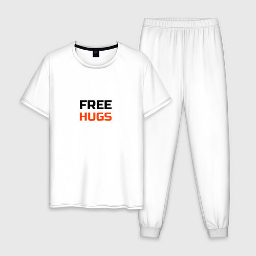Мужская пижама Free,hugs,бесплатные,обнимашки / Белый – фото 1