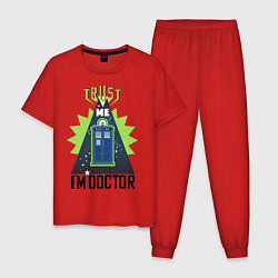 Пижама хлопковая мужская Trust me, i'm doctor who, цвет: красный