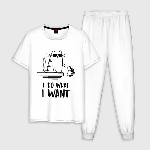 Мужская пижама I do what i want / Белый – фото 1