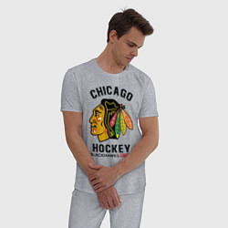 Пижама хлопковая мужская CHICAGO BLACKHAWKS NHL, цвет: меланж — фото 2