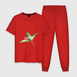 Пижама хлопковая мужская Reflex листья, цвет: красный