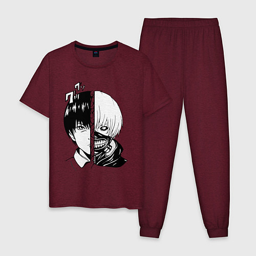 Мужская пижама Токийский гуль / Меланж-бордовый – фото 1