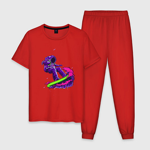 Мужская пижама Астронавт серфер / Красный – фото 1