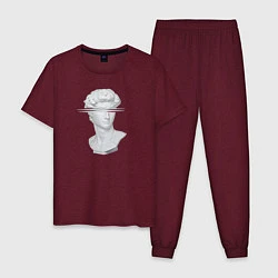 Пижама хлопковая мужская Vaporwave, цвет: меланж-бордовый