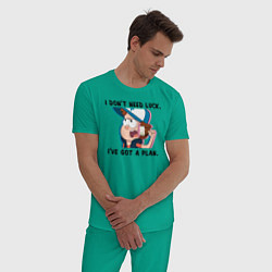 Пижама хлопковая мужская Диппер Пайнс, цвет: зеленый — фото 2