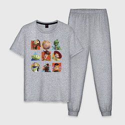 Пижама хлопковая мужская Toy Story, цвет: меланж
