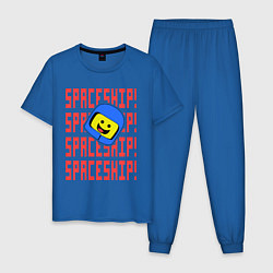 Пижама хлопковая мужская Spaceship цвета синий — фото 1