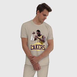 Пижама хлопковая мужская LeBron - Lakers, цвет: миндальный — фото 2