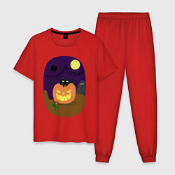 Пижама хлопковая мужская Мяу! Конфеты или жизнь!, цвет: красный