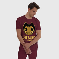 Пижама хлопковая мужская Bendy And The Ink Machine, цвет: меланж-бордовый — фото 2