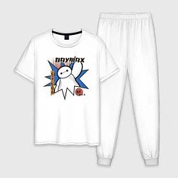 Пижама хлопковая мужская Бэймакс Город Героев 6, цвет: белый