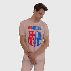 Пижама хлопковая мужская Barcelona FC, цвет: пыльно-розовый — фото 2