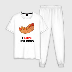 Пижама хлопковая мужская Love HOT DOGS, цвет: белый