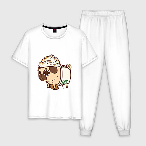 Мужская пижама Сладкий мопс / Белый – фото 1