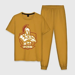 Пижама хлопковая мужская FCSM, цвет: горчичный