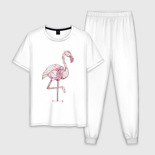 Мужская пижама Узорчатый фламинго / Белый – фото 1