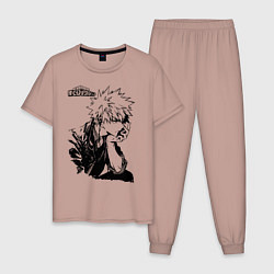 Пижама хлопковая мужская Моя геройская академия, цвет: пыльно-розовый
