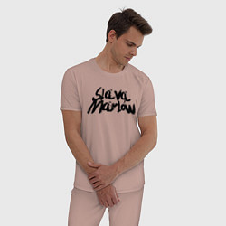 Пижама хлопковая мужская Slava Marlow, цвет: пыльно-розовый — фото 2