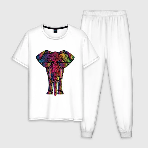 Мужская пижама  Слон с орнаментом / Белый – фото 1