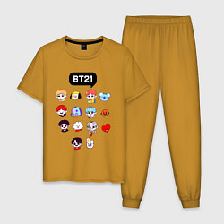 Пижама хлопковая мужская BTS BT21, цвет: горчичный