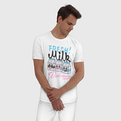 Пижама хлопковая мужская Fresh Milk, цвет: белый — фото 2