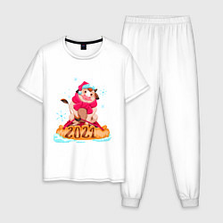 Пижама хлопковая мужская Бычок 2021, цвет: белый