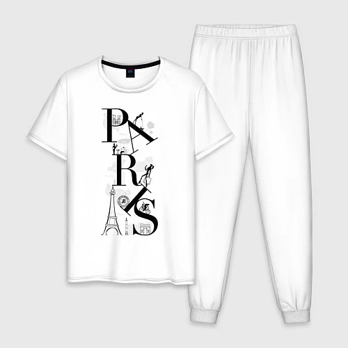 Мужская пижама Париж / Белый – фото 1