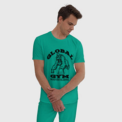 Пижама хлопковая мужская Global Gym цвета зеленый — фото 2