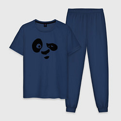 Пижама хлопковая мужская Панда, цвет: тёмно-синий