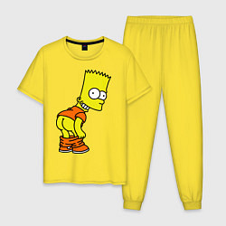 Пижама хлопковая мужская Задница Барта цвета желтый — фото 1