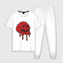 Пижама хлопковая мужская Кровавый череп, цвет: белый