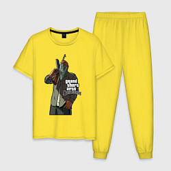Пижама хлопковая мужская GTA San Andreas, цвет: желтый