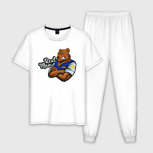 Мужская пижама Крутой медведь mr Bear / Белый – фото 1